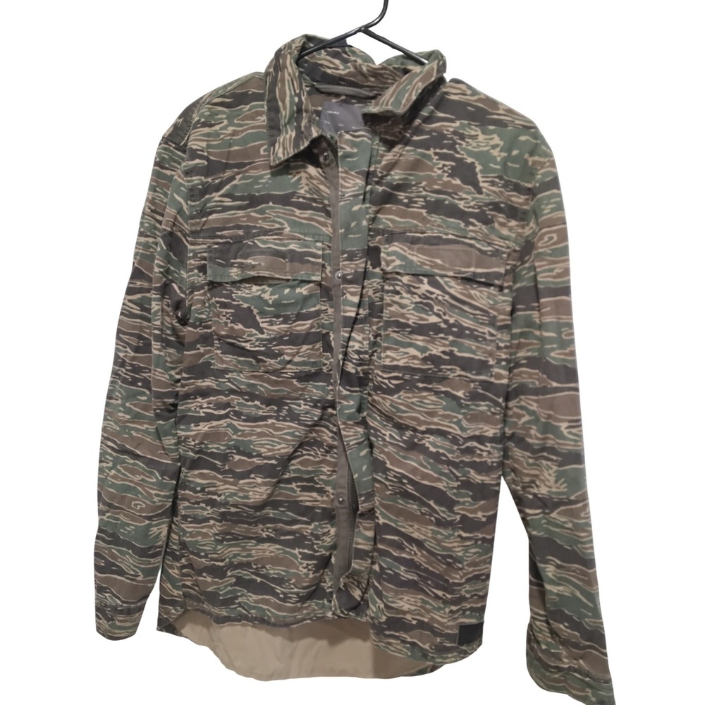 Zara Man Tiger Stripe Camo Jacket Mens Medium Full Zip Military Utility Shirt